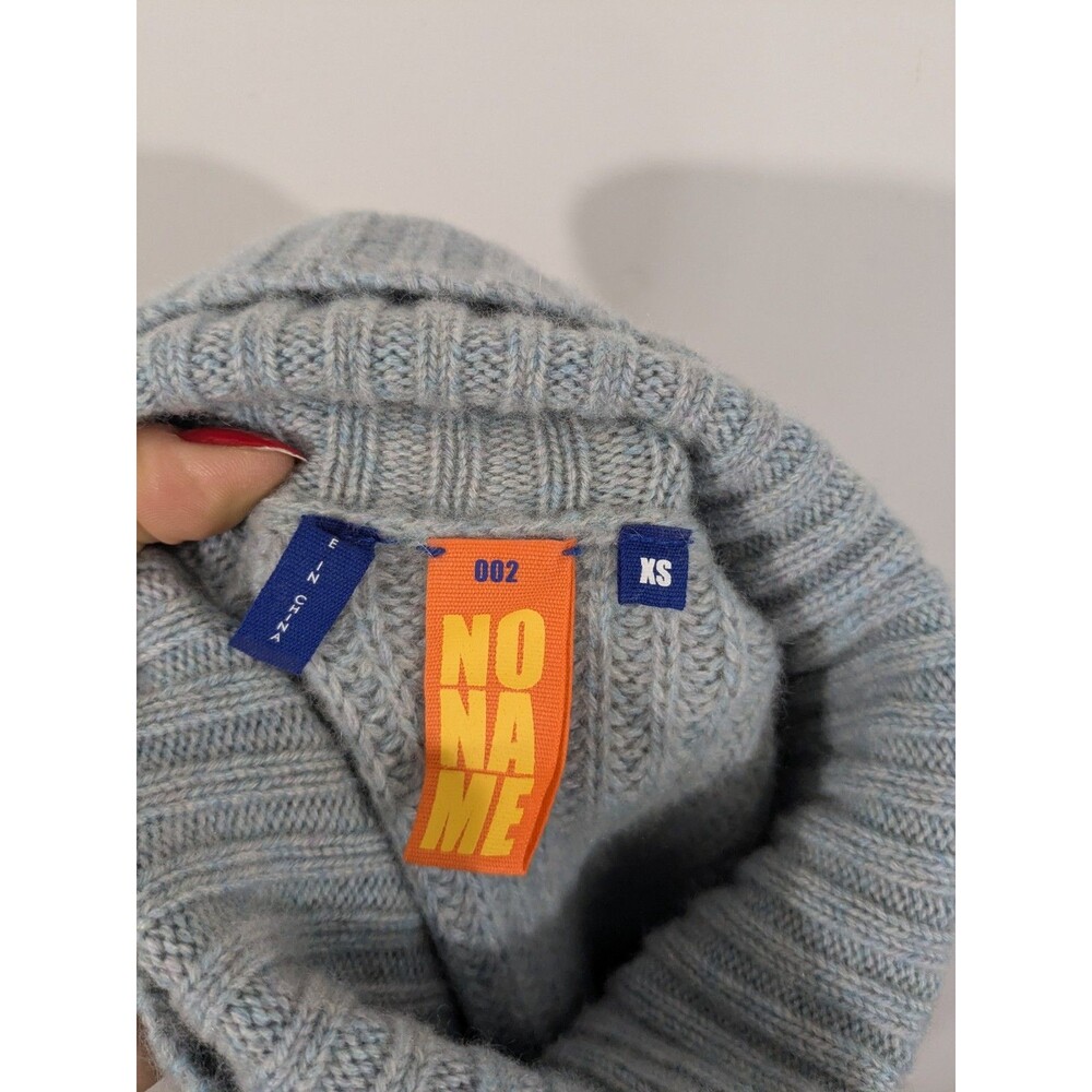 No Name Blue Cashmere Turtleneck Sweater  Gold Button Nautical Military Sz XS - Picture 3 of 11